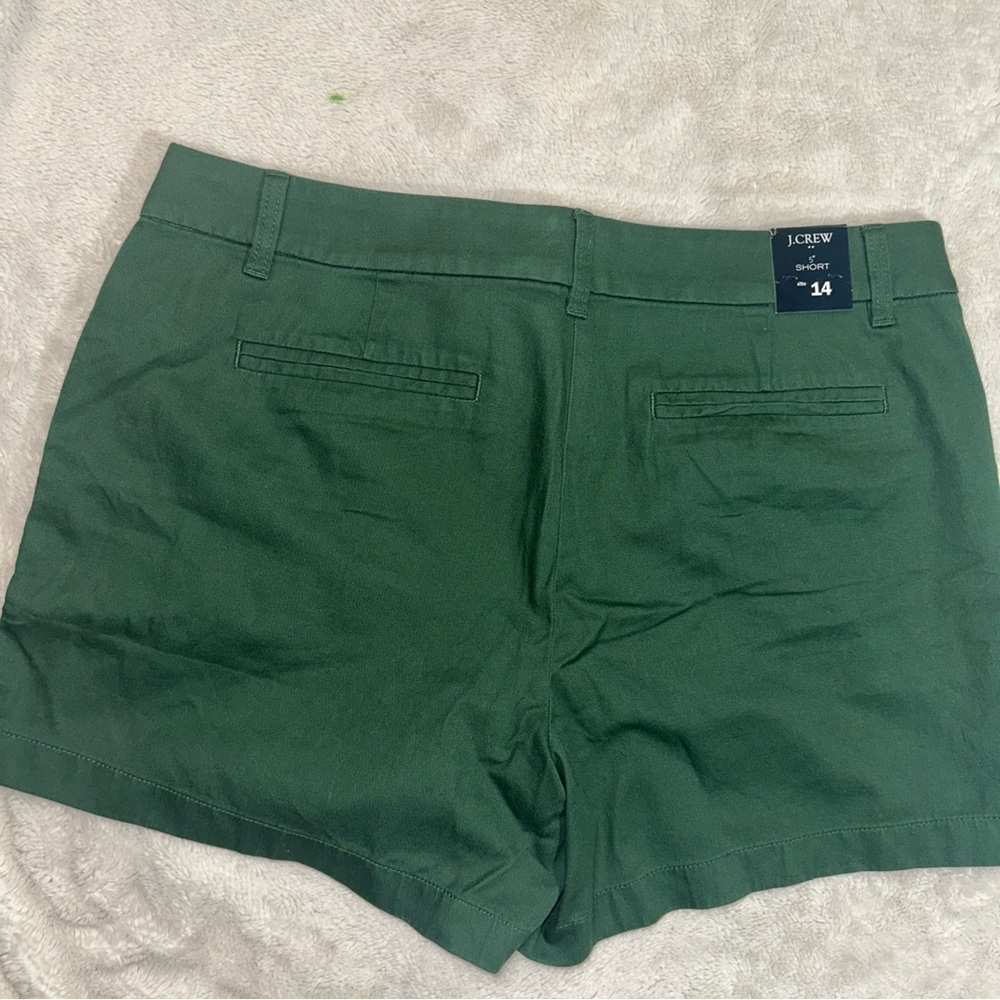 J. Crew Mercantile Forest Floor Green 5” Classic Chino Shorts NWT Size 14 - Picture 9 of 10